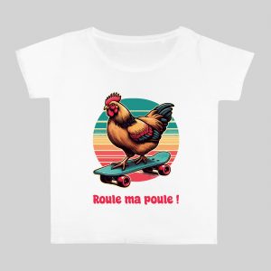 T-shirt blanc col rond large femme vue de face Visuel Poules III - Humours Col rond Femmes / Poule III ~ Humours