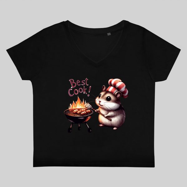 T-shirt noir col V femme vue de face Visuel Hamsters II - Eat me, drunk me Col V Femmes / Hamster II ~ Eat me, drink me