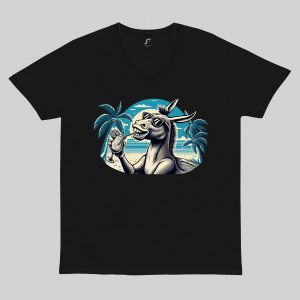 T-shirt noir col V homme vue de face Visuel Ânes I - Eat me, drunk me Col V Hommes / Âne I ~ Summers Vibes