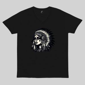 T-shirt noir col V homme vue de face Visuel Apaches I - Western Col V Hommes / Apache I ~ Westerns