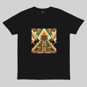 T-shirt noir col V homme vue de face Visuel Pyramides II - Spirituelles Zen Col V Hommes / Pyramide II ~ Spirituelles & Zen