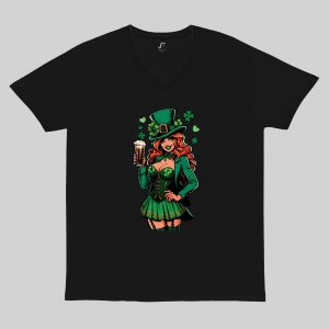 T-shirt noir col V homme vue de face Visuel fête de la Saint Patrick I - Saint Patrick Col rond Hommes / Lady ~ Saint Patrick