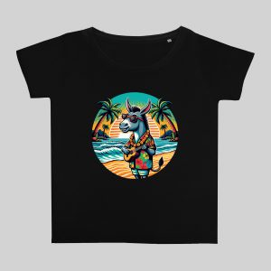 T-shirt noir col rond large femme vue de face Visuel Anes II - Musiques Col rond Femmes / Âne II ~ Summers Vibes