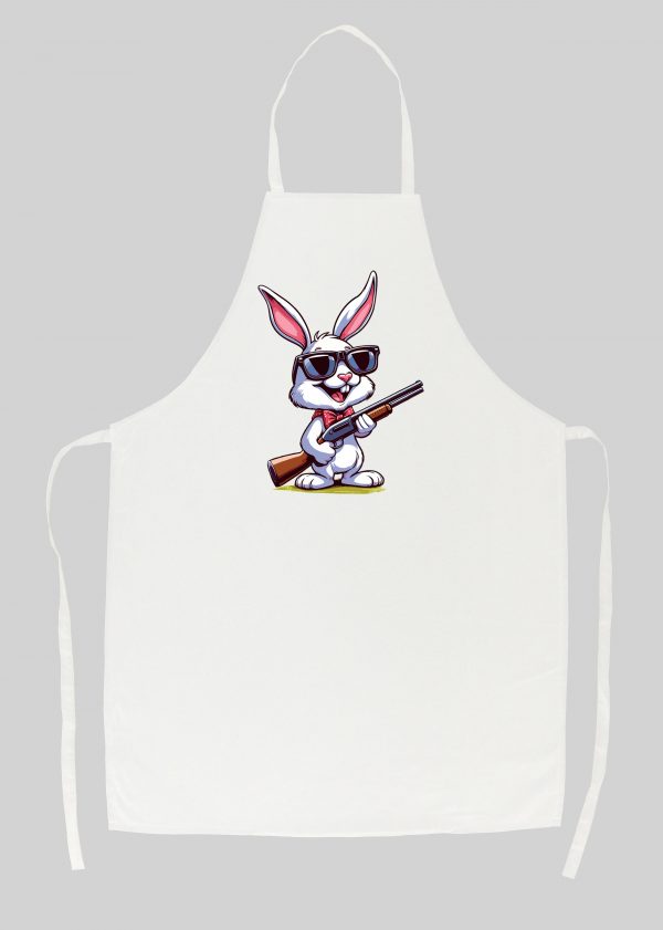 Tablier blanc vue de face Visuel Lapins I - Humours Tablier Lapin ~ Humours