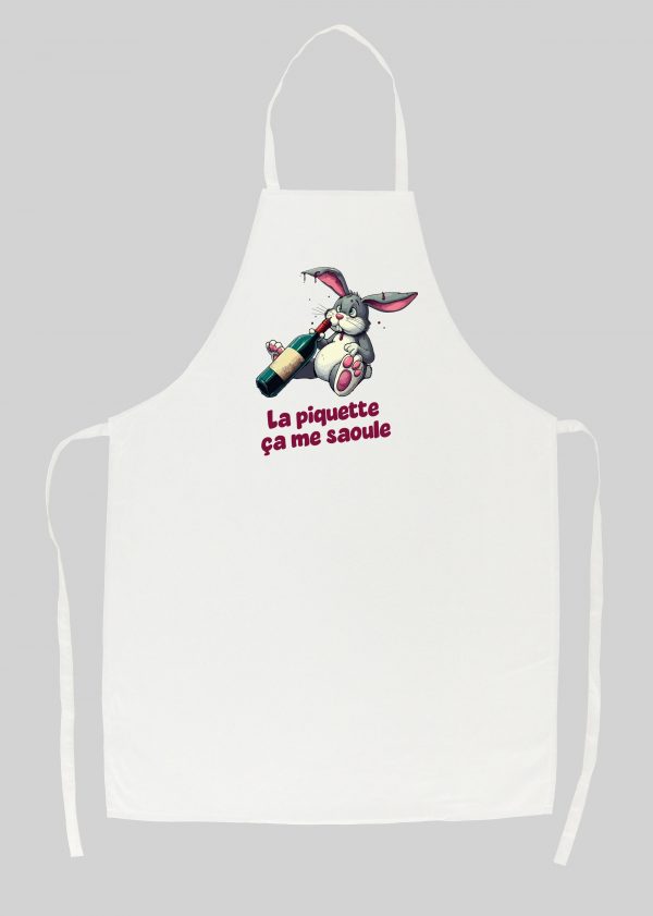 Tablier blanc vue de face Visuel Lapins II - Eat me, drunk me Tablier Lapin II ~ Eat me & Drink me