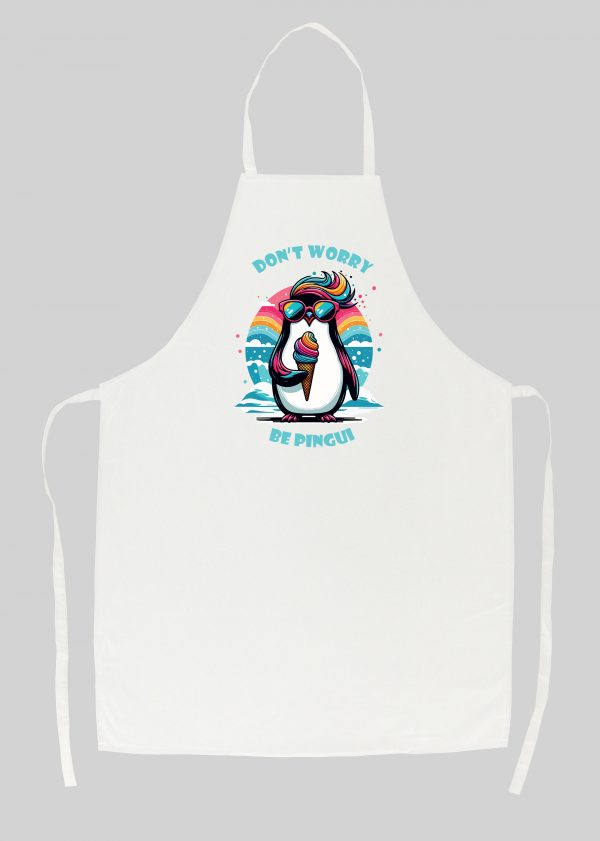 Tablier blanc vue de face Visuel Pinguins I - Eat me, drunk me Tablier Pinguin ~ Eat me & Drink me