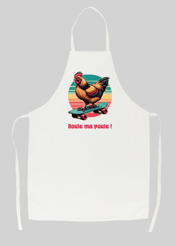 Tablier blanc vue de face Visuel Poules III - Humours Tablier Poule III ~ Humours