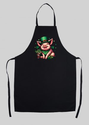Tablier noir vue de face Visuel Cochons I - Saint Patrick Tablier Cochon ~ Saint Patrick