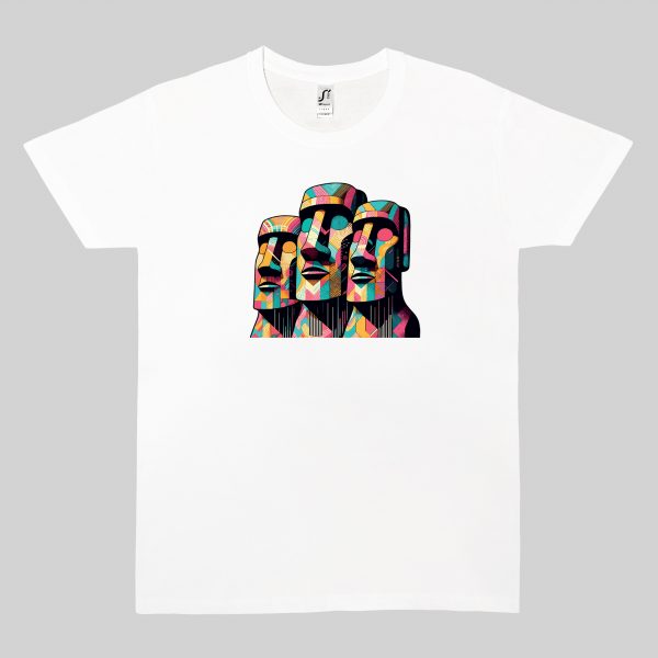 Tshirt blanc col rond homme vue de face Visuel Ile de paques I - Spirituelles Zen Col rond Hommes / Ile de Pâques I ~ Spirituelles & Zen