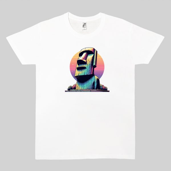 Tshirt blanc col rond homme vue de face Visuel Ile de paques III - Spirituelles Zen Col rond Hommes / Ile de Pâques III ~ Spirituelles & Zen