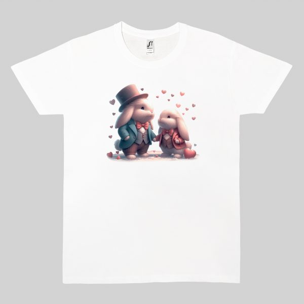 Tshirt blanc col rond homme vue de face Visuel Lapins I - Loves Col rond Hommes / Lapins ~ Loves