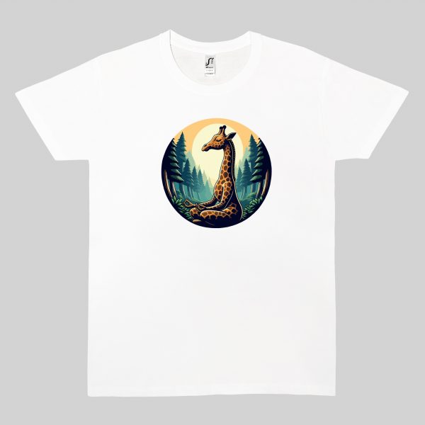 Tshirt blanc col rond homme vue de face Visuel Méditations - yoga I - Spirituelles Zen Col rond Hommes / Girafe ~ Spirituelles & Zen