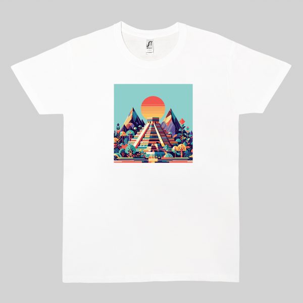 Tshirt blanc col rond homme vue de face Visuel Pyramides I - Spirituelles Zen Col rond Hommes / Pyramide I ~ Spirituelles & Zen