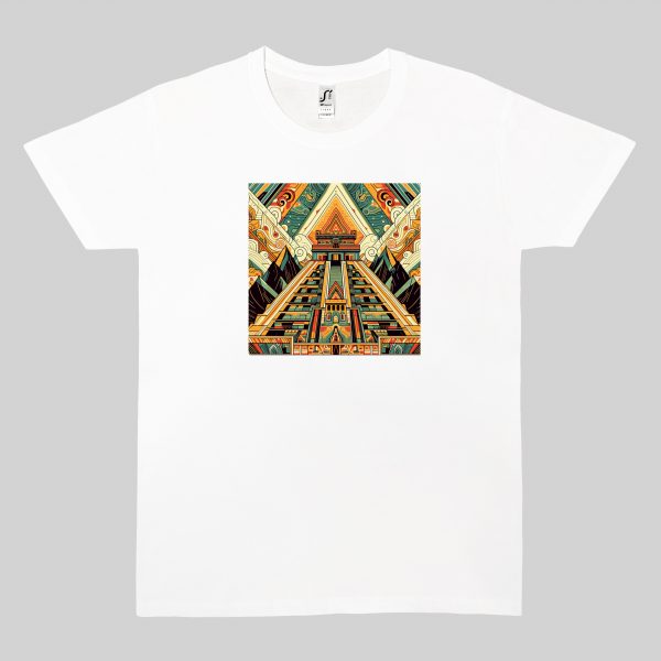 Tshirt blanc col rond homme vue de face Visuel Pyramides II - Spirituelles Zen Col rond Hommes / Pyramide II ~ Spirituelles & Zen