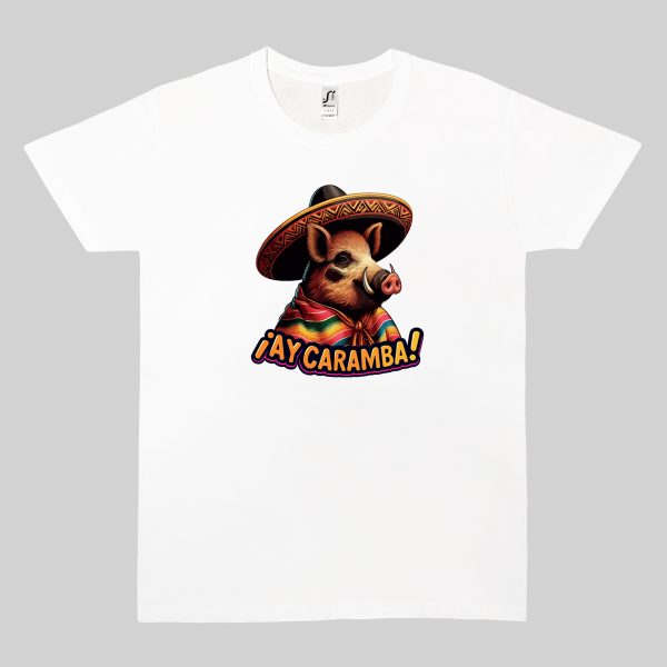 Tshirt blanc col rond homme vue de face Visuel Sangliers I - Dances & fiestas Col rond Hommes / Sanglier ~ Danses & Fiestas