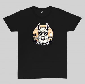 Tshirt noir col rond homme vue de face Visuel Lamas II - Animaux Col rond Hommes Lama II - Summers Vibes