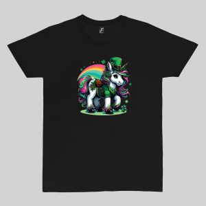 Tshirt noir col rond homme vue de face Visuel Licornes I - Saint Patrick Col rond Hommes / Licorne ~ Saint Patrick