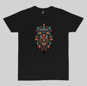 Tshirt noir col rond homme vue de face Visuel Totems I - Spirituelles Zen Col rond Hommes / Totem I ~ Spirituelles & Zen