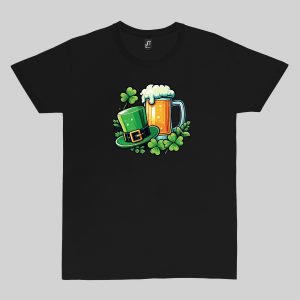 Tshirt noir col rond homme vue de face Visuel fête de la Saint Patrick III - Saint Patrick Col V Hommes / Bière II ~ Saint Patrick