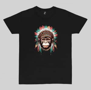Tshirt noir col rond homme vue de face Visuel singes I - Western Col rond Hommes / Singe ~ Westerns