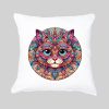 Coussin blanc vue de face Chat Mandala I Housse de coussin Chat ~ Mandala