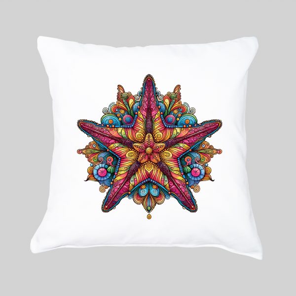 Coussin blanc vue de face Etoile mandala I Housse de coussin Etoile ~ Mandala