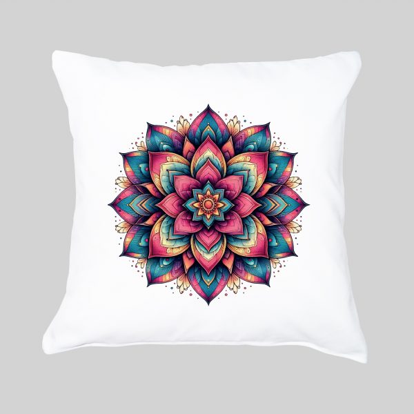 Coussin blanc vue de face Fleurs Mandala I Housse de coussin Fleurs ~ Mandala