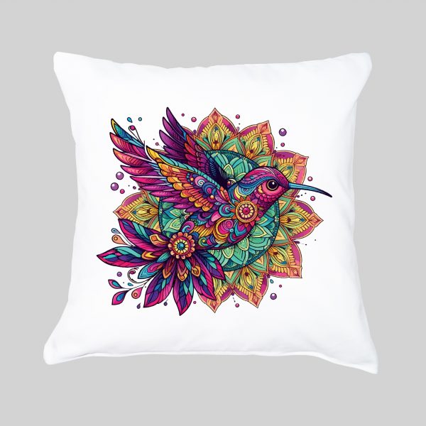 Coussin blanc vue de face Oiseaux Mandala I Housse de coussin Oiseaux ~ Mandala