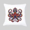 Coussin blanc vue de face Pieuvre Mandala I Housse de coussin Pieuvre ~ Mandala