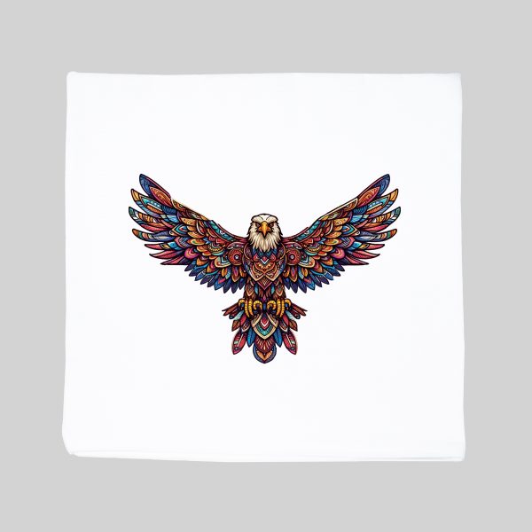 Housse de coussin blanc vue de face Aigle Mandala I Housse de coussin Aigle ~ Mandala