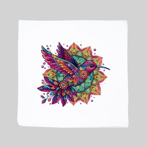 Housse de coussin blanc vue de face Oiseaux Mandala I Housse de coussin Oiseaux ~ Mandala