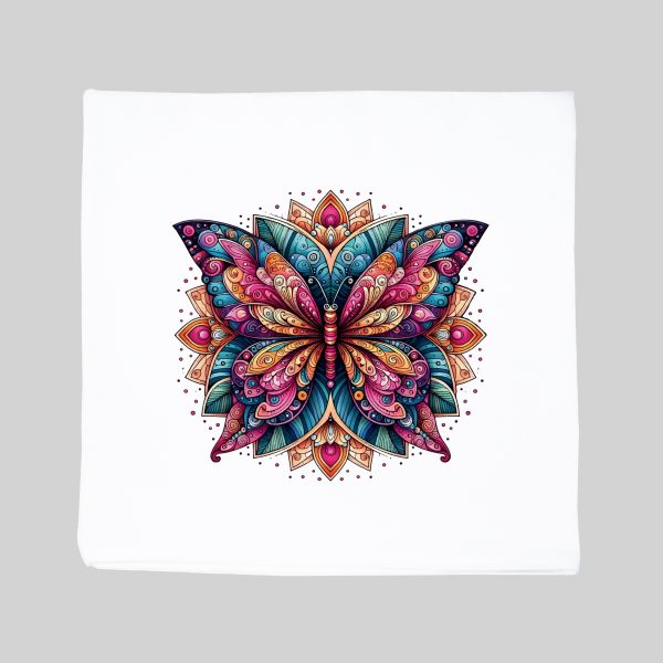 Housse de coussin blanc vue de face Papillon Mandala II Housse de coussin Papillon II ~ Mandala