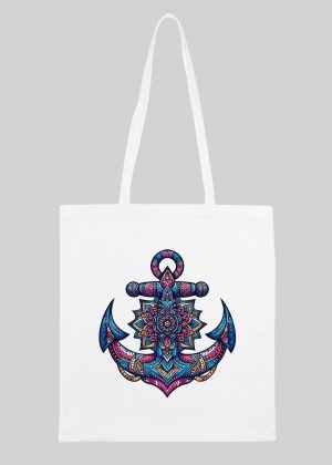 Masque sac tote bag blanc vue de face Ancre Mandala I Tote Bag Ancre ~ Mandala