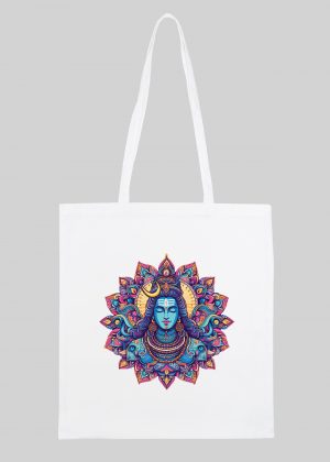 Masque sac tote bag blanc vue de face Dieu mandala I Tote Bag Dieu ~ Mandala