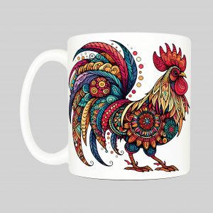 Mug anse côté droit Coq Mandala I Mug Coq ~ Mandalas
