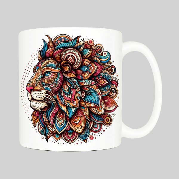Mug anse côté droit Lion Mandala I Mug Lion ~ Mandalas