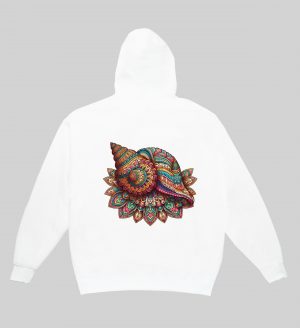 Sweets blanc capuche adultes vue de dos Coquillage mandala I Sweats à capuche Unisexe Adultes / Coquillage ~ Mandala