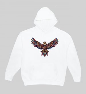 Sweets blanc capuche adultes vue de face Aigle Mandala I Sweats à capuche Unisexe Adultes / Aigle ~ Mandala