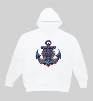 Sweets blanc capuche adultes vue de face Ancre Mandala I Sweats à capuche Unisexe Adultes / Ancre ~ Mandala