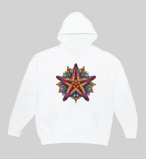 Sweets blanc capuche adultes vue de face Etoile mandala I Sweats à capuche Unisexe Adultes / Etoile ~ Mandala