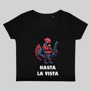 T-shirt noir col V femme vue de face Visuel Poules II - Fantastiques & Sciences fictions Col V Femmes / Poule II ~ Fantastiques & Sciences fictions