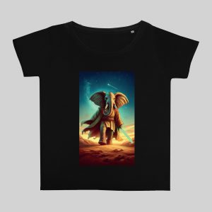 T-shirt noir col rond large femme vue de face Visuel Eléphants II - Fantastiques & Sciences fictions Col rond Femmes / Eléphant II ~ Fantastiques & Sciences fictions