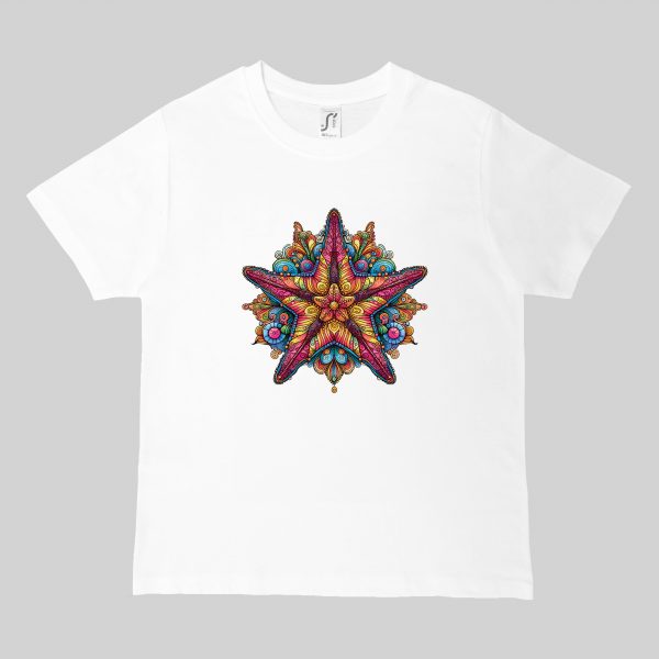 T-shirts blanc kids Etoile mandala I Col rond Kids / Etoile ~ Mandala