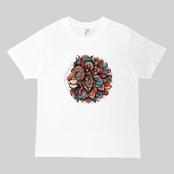 T-shirts blanc kids Lion Mandala I Col rond Kids / Lion ~ Mandala