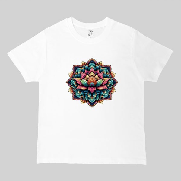 T-shirts blanc kids Lotus mandala I Col rond Kids / Lotus ~ Mandala
