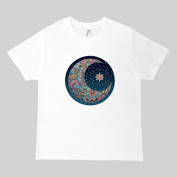 T-shirts blanc kids Lune mandala I Col rond Kids / Lune I ~ Mandala