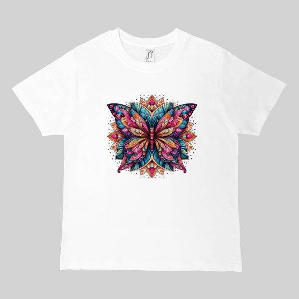 T-shirts blanc kids Papillon Mandala II Col rond Kids / Papillon I ~ Mandala