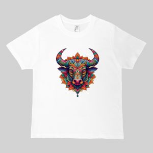 T-shirts blanc kids Taureau Mandala I Col rond Kids / Taureau ~ Mandala