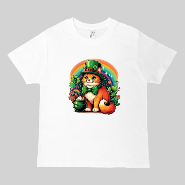T-shirts blanc kids Visuel Chats I - Saint Patrick Col rond Kids / Chat ~ Saint Patrick