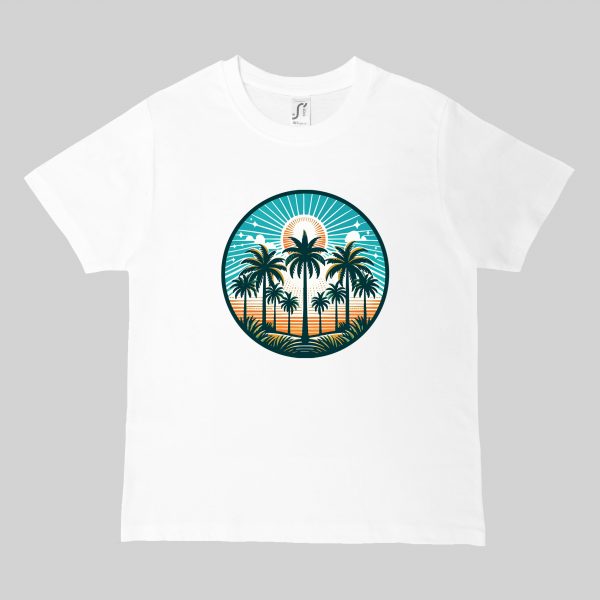 T-shirts blanc kids Visuel Fleurs I - Natures Col rond Kids / Palmiers ~ Summers Vibes